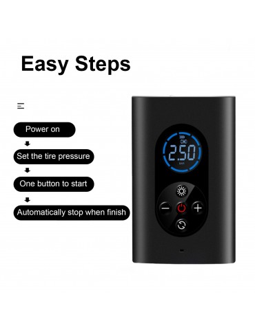 Electric Tire Inflator Mini Cordlessly Portable Car Air Compressor Rechargeable Digital Display Air Pump for Vehicles Tires/Ball/Swim Rings