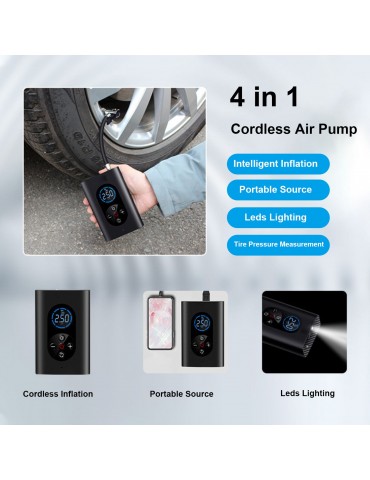 Electric Tire Inflator Mini Cordlessly Portable Car Air Compressor Rechargeable Digital Display Air Pump for Vehicles Tires/Ball/Swim Rings