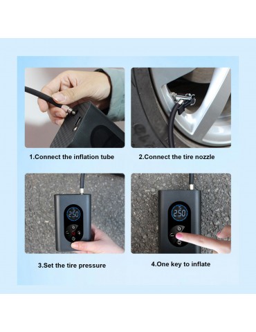 Electric Tire Inflator Mini Cordlessly Portable Car Air Compressor Rechargeable Digital Display Air Pump for Vehicles Tires/Ball/Swim Rings