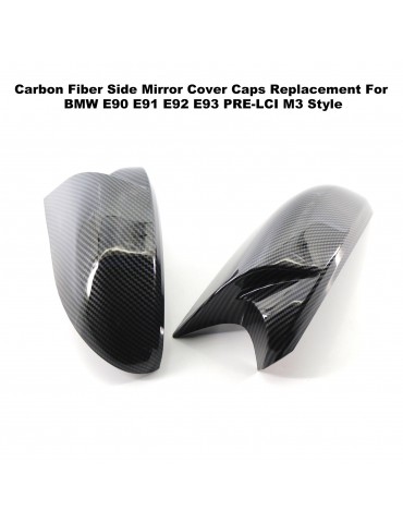 Carbon Fiber Side Mirror Cover Caps Replacement For BMW E90 E91 E92 E93 PRE-LCI M3 Style