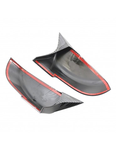 Pair Carbon Fiber Rear Mirror Cover Caps Replacement For BMW F20 F21 F30 F32 F36 X1 M3