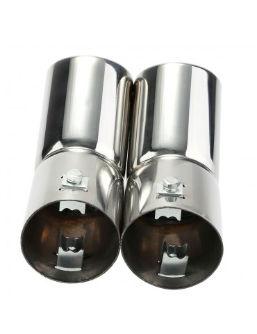 Dual Pipes Stainless Steel Exhaust Tail Pipes Muffler Tips for VW Golf 4 Bora Jetta