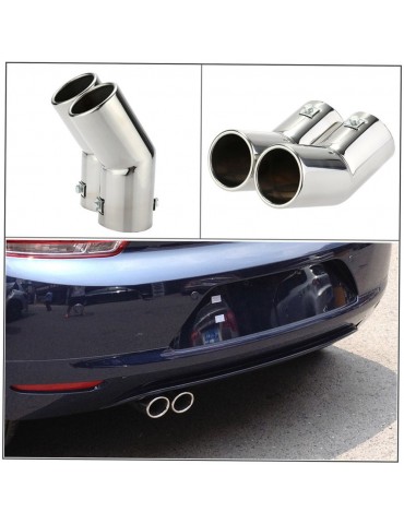 Dual Pipes Stainless Steel Exhaust Tail Pipes Muffler Tips for VW Golf 4 Bora Jetta